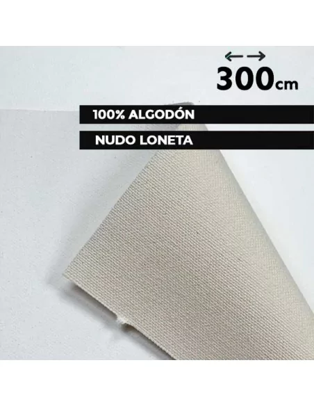 TOILE LONETA COTON BLANC DOS CRU 515 GRAMMES | ROULEAU DE 300 cm et 10 m