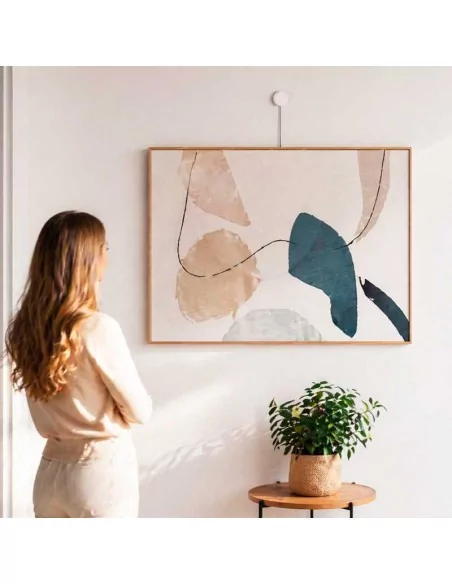 Sistema decorativo para pendurar quadros com cabo de aço 180cm - Círculo branco de fixação mural