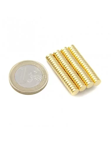 Disco de neodímio ⌀5×1.5 mm N35 banho de Ouro