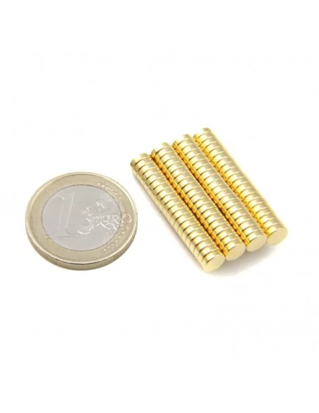 Disco de neodímio ⌀5×1.5 mm N35 banho de Ouro