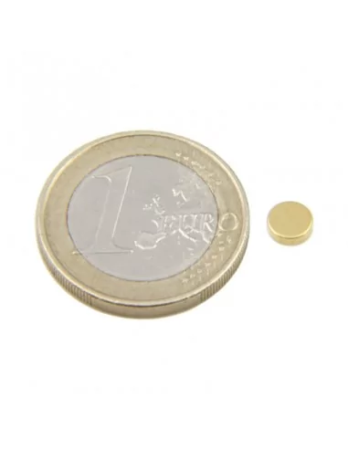 Disco de neodímio ⌀5×1.5 mm N35 banho de Ouro