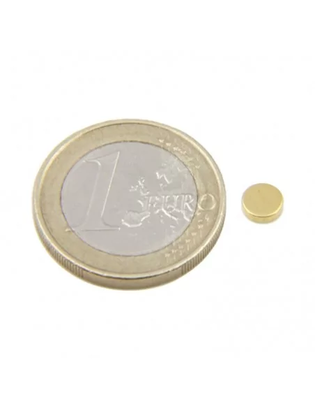Disco de neodímio ⌀5×1.5 mm N35 banho de Ouro