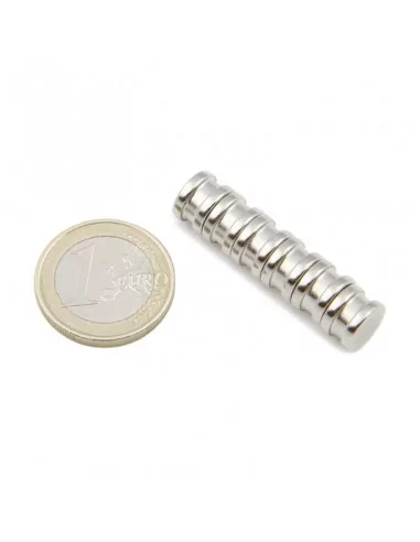 Disco de neodímio ⌀9.5 × 6.5 mm N52 Ni+Cu+Ni (inserção 7.9×2.4mm)