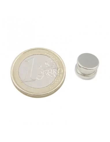 Disco de neodímio ⌀9.5 × 6.5 mm N52 Ni+Cu+Ni (inserção 7.9×2.4mm)