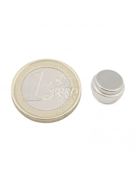 Disco de neodímio ⌀9.5 × 6.5 mm N52 Ni+Cu+Ni (saliente 11.1×2.4mm)