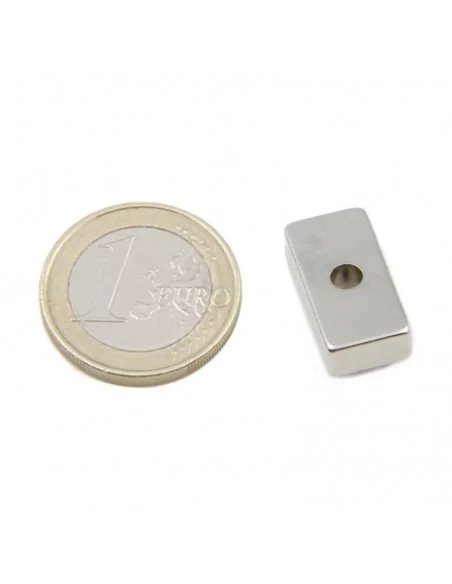 Bloco de neodímio 20×10×3 mm (com furo ⌀5) N35