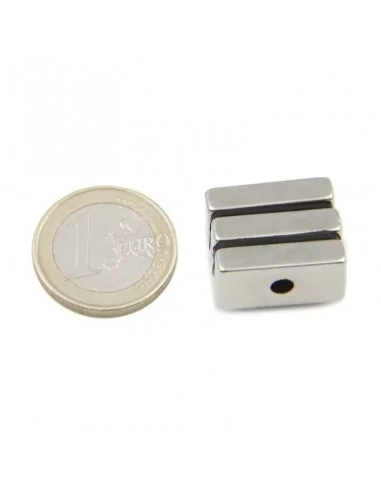 Bloco de neodímio 20×10×3 mm (com furo ⌀5) N35