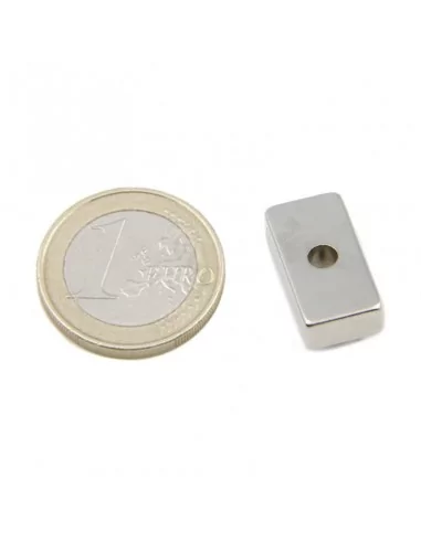 Bloco de neodímio 20×10×3 mm (com furo ⌀5) N35