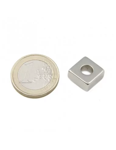 Bloque avellanado de neodimio 12.7 × 12.7 × 6 (⌀6) mm N52 cara Norte Bloque avellanado de neodimio 12.7 × 12.7 × 6 (⌀6) mm N52 cara Norte