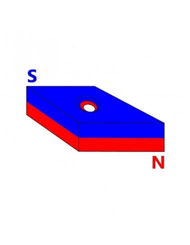 Bloque avellanado de neodimio 20 × 10 × 5 (⌀3) mm N35 cara Sur (2 taladros) Bloque avellanado de neodimio 20 × 10 × 5 (⌀3) mm N35 cara Sur (2 taladros)
