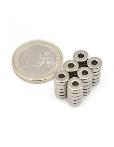 Aro de neodimio ⌀6.5 × 2.5 mm N35 (con agujero ⌀2.5)