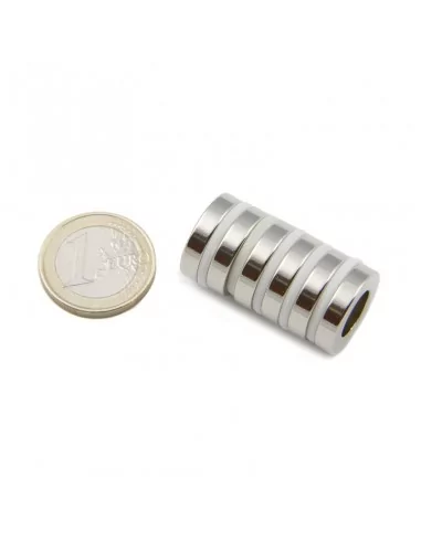 Aro de neodimio ⌀18 × 4 mm N35 (con agujero ⌀10)