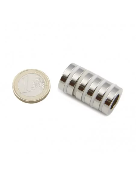 Aro de neodimio ⌀18 × 4 mm N35 (con agujero ⌀10)