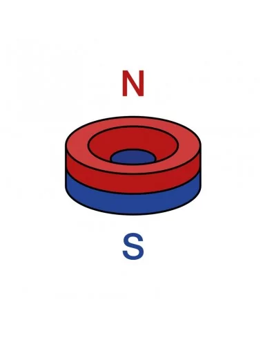 Anneau fraisé en néodyme ⌀10 × 4 mm (avec trou ⌀4) N35 face Nord Anneau fraisé en néodyme ⌀10 × 4 mm (avec trou ⌀4) N35 face Nord