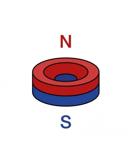 Anneau fraisé en néodyme ⌀10 × 4 mm (avec trou ⌀4) N35 face Nord Anneau fraisé en néodyme ⌀10 × 4 mm (avec trou ⌀4) N35 face Nord