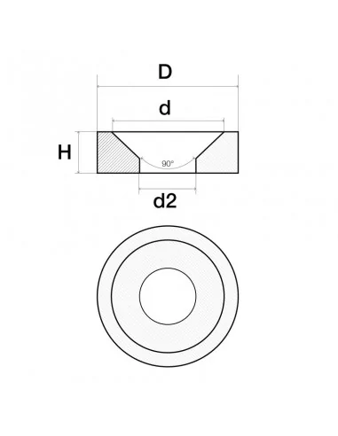 Anneau fraisé en néodyme ⌀10 × 4 mm (avec trou ⌀4) N35 face Nord Anneau fraisé en néodyme ⌀10 × 4 mm (avec trou ⌀4) N35 face Nord