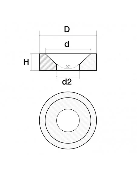 Anneau fraisé en néodyme ⌀10 × 4 mm (avec trou ⌀4) N35 face Nord Anneau fraisé en néodyme ⌀10 × 4 mm (avec trou ⌀4) N35 face Nord