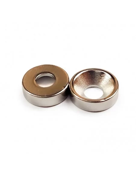 Aro avellanado de neodimio ⌀10 × 3 mm N35 (con agujero ⌀4) cara Sur Aro avellanado de neodimio ⌀10 × 3 mm N35 (con agujero ⌀4) cara Sur
