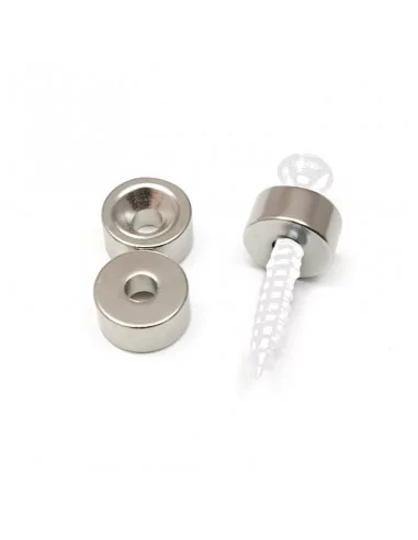 Aro avellanado de neodimio ⌀12 × 6 mm N35 (con agujero ⌀4) cara Sur Aro avellanado de neodimio ⌀12 × 6 mm N35 (con agujero ⌀4) cara Sur