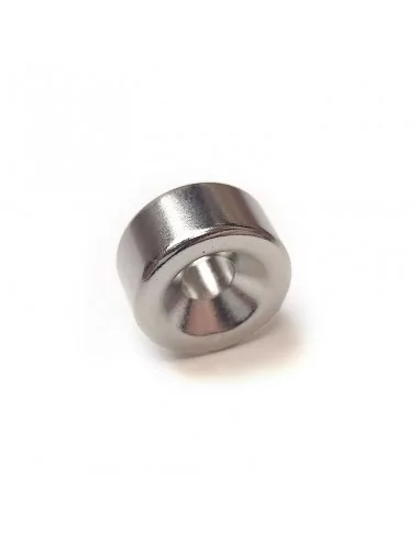 Aro avellanado de neodimio ⌀12 × 6 mm N35 (con agujero ⌀4) cara Sur Aro avellanado de neodimio ⌀12 × 6 mm N35 (con agujero ⌀4) cara Sur
