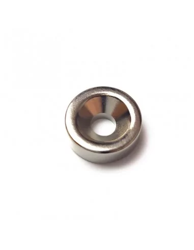 Aro avellanado de neodimio ⌀12 × 4 mm N35 (con agujero ⌀4) cara Norte Aro avellanado de neodimio ⌀12 × 4 mm N35 (con agujero ⌀4) cara Norte