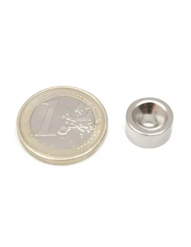 Aro avellanado de neodimio ⌀12 × 6 mm N35 (con agujero ⌀4) cara Norte Aro avellanado de neodimio ⌀12 × 6 mm N35 (con agujero ⌀4) cara Norte