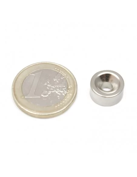 Aro avellanado de neodimio ⌀12 × 6 mm N35 (con agujero ⌀4) cara Norte Aro avellanado de neodimio ⌀12 × 6 mm N35 (con agujero ⌀4) cara Norte