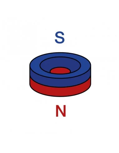 Aro avellanado de neodimio ⌀12 × 6 mm (con agujero ⌀4) cara Sur Aro avellanado de neodimio ⌀12 × 6 mm (con agujero ⌀4) cara Sur