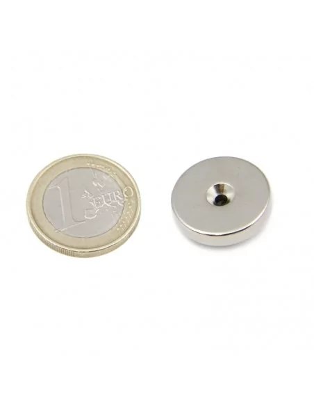 Aro avellanado de neodimio ⌀20 × 4 mm N45 (con agujero ⌀3) cara Norte Aro avellanado de neodimio ⌀20 × 4 mm N45 (con agujero ⌀3) cara Norte