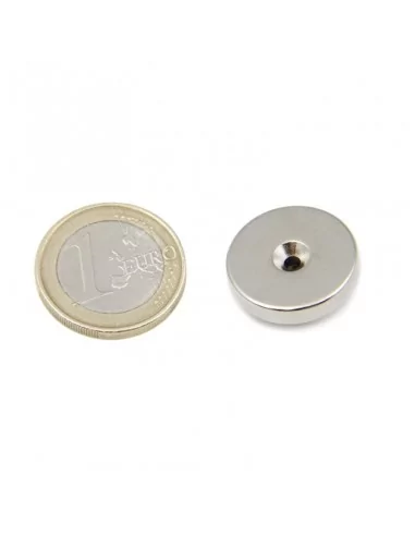 Aro avellanado de neodimio ⌀20 × 4 mm N45 (con agujero ⌀3) cara Norte Aro avellanado de neodimio ⌀20 × 4 mm N45 (con agujero ⌀3) cara Norte