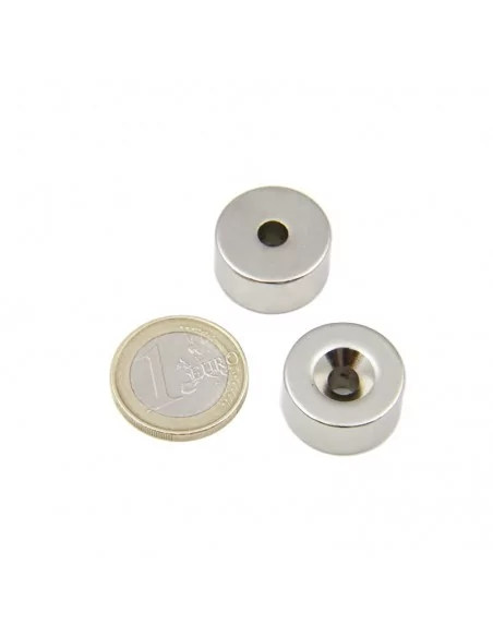 Aro avellanado de neodimio ⌀20 × 10 mm N35 cara Norte (con agujero ⌀5)