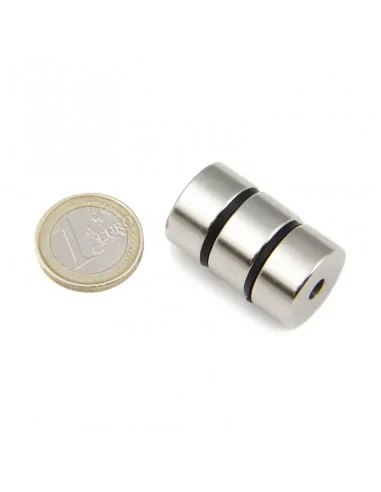 Aro avellanado de neodimio ⌀20 × 10 mm N35 cara Norte (con agujero ⌀5)