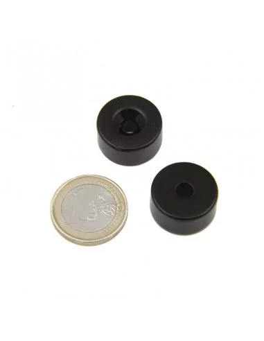 Aro avellanado de neodimio ⌀20 × 10 mm N35 cara Norte (con agujero ⌀5) epoxy negro