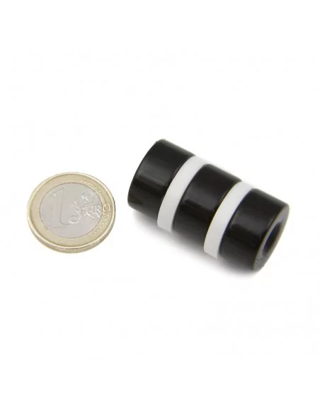 Aro avellanado de neodimio ⌀20 × 10 mm N35 cara Norte (con agujero ⌀5) epoxy negro