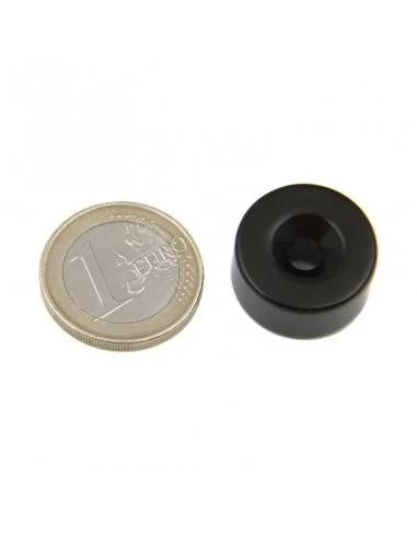 Aro avellanado de neodimio ⌀20 × 10 mm N35 cara Norte (con agujero ⌀5) epoxy negro