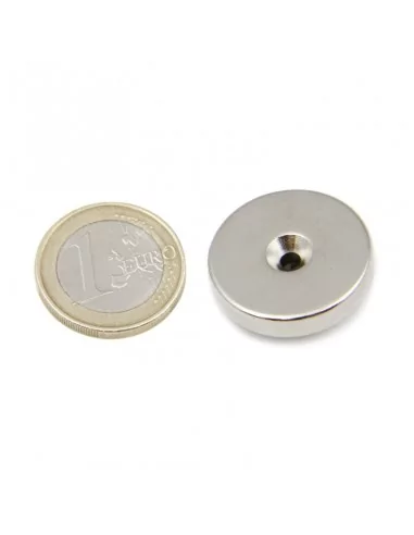Aro avellanado de neodimio ⌀25 × 5 mm N35 cara Norte (con agujero ⌀3.1) Aro avellanado de neodimio ⌀25 × 5 mm N35 cara Norte (con agujero ⌀3.1)
