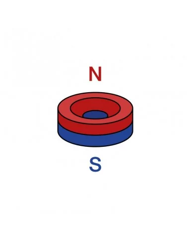 Aro avellanado de neodimio ⌀15 × 4 mm N35 cara Sur (con agujero ⌀4) epoxy negro Aro avellanado de neodimio ⌀15 × 4 mm N35 cara Sur (con agujero ⌀4) epoxy negro