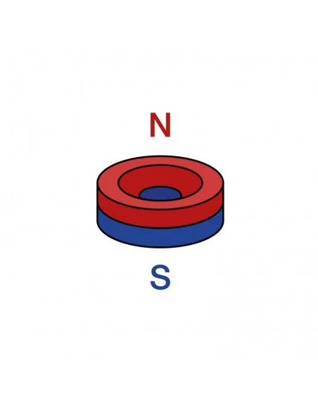 Aro avellanado de neodimio ⌀15 × 4 mm N35 cara Sur (con agujero ⌀4) epoxy negro Aro avellanado de neodimio ⌀15 × 4 mm N35 cara Sur (con agujero ⌀4) epoxy negro