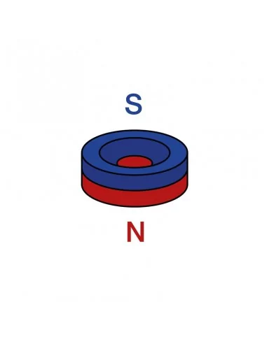 Aro avellanado de neodimio ⌀15 × 4 mm N35 cara Norte (con agujero ⌀4) epoxy negro Aro avellanado de neodimio ⌀15 × 4 mm N35 cara Norte (con agujero ⌀4) epoxy negro