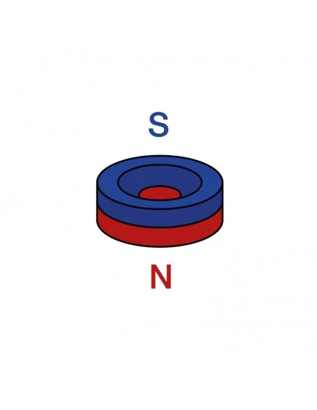 Aro avellanado de neodimio ⌀15 × 4 mm N35 cara Norte (con agujero ⌀4) epoxy negro Aro avellanado de neodimio ⌀15 × 4 mm N35 cara Norte (con agujero ⌀4) epoxy negro