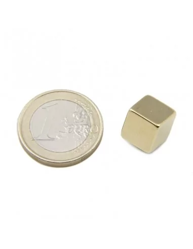 Cubo de neodimio 10 × 10 × 10 mm N45 baño Oro