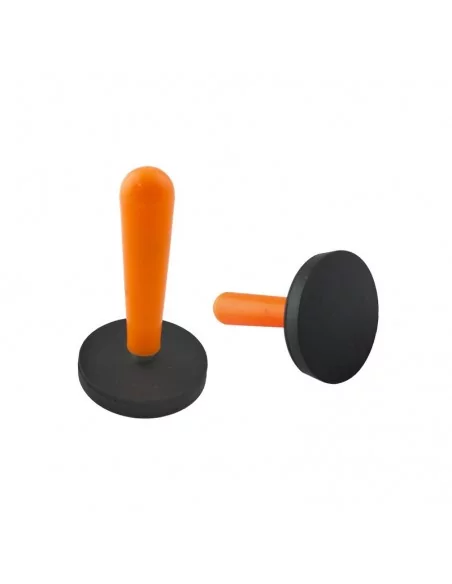 Íman revestido de borracha de neodímio ⌀43 × 6 mm com mango N35 Íman revestido de borracha de neodímio ⌀43 × 6 mm com mango N35