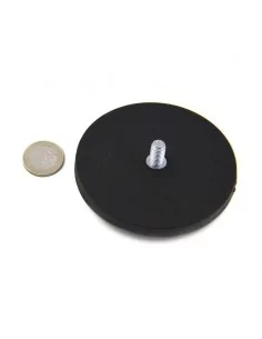 Imán recubierto de goma de neodimio ⌀88 × 8.5 mm Base con tornillo N35