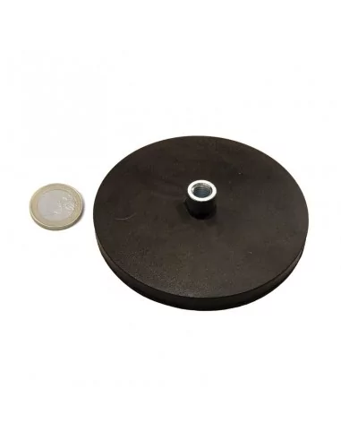 Íman revestido de borracha de neodímio ⌀88 × 8.5 mm Base com porca N35