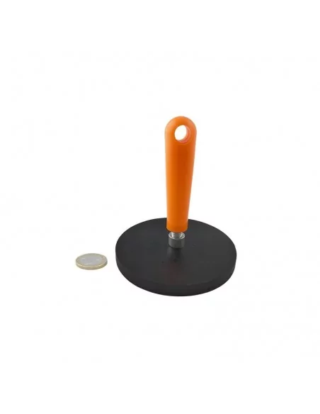 Íman revestido de borracha de neodímio ⌀88 × 8.5 mm com mango N35