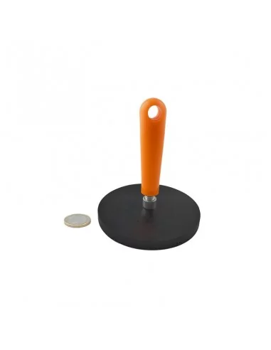 Íman revestido de borracha de neodímio ⌀88 × 8.5 mm com mango N35
