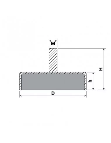 Base com parafuso de neodímio ⌀20 × 6 mm M6 N35