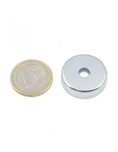 Base con agujero pasante de neodimio ⌀25 × 7 mm N35 (con agujero ⌀6) Base con agujero pasante de neodimio ⌀25 × 7 mm N35 (con agujero ⌀6)
