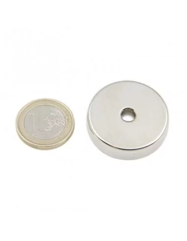 Base avec trou traversant en néodyme ⌀32 × 8 mm (avec trou ⌀6) N35 Base avec trou traversant en néodyme ⌀32 × 8 mm (avec trou ⌀6) N35