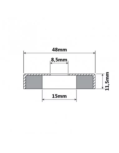 Base avec trou traversant en néodyme ⌀48 × 11.5 mm (avec trou ⌀8.5) N35